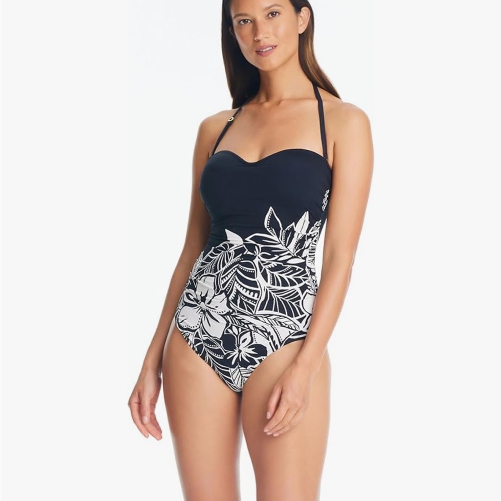 NWT Bleu Rod Beattie Ciao Bella Shirred Bandeau Mio One Piece